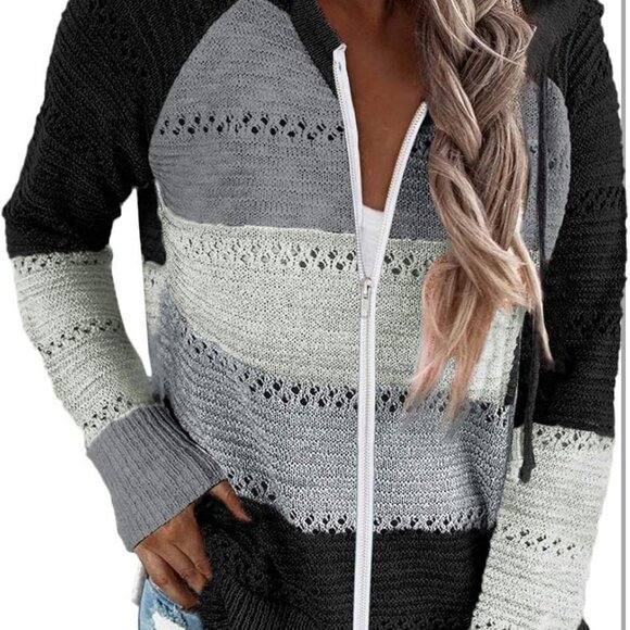 Women's Casual Long Sleeve Zip Up Hooded Sweatshirt W/ Pockets Light XXL Grey - Picture 1 of 7